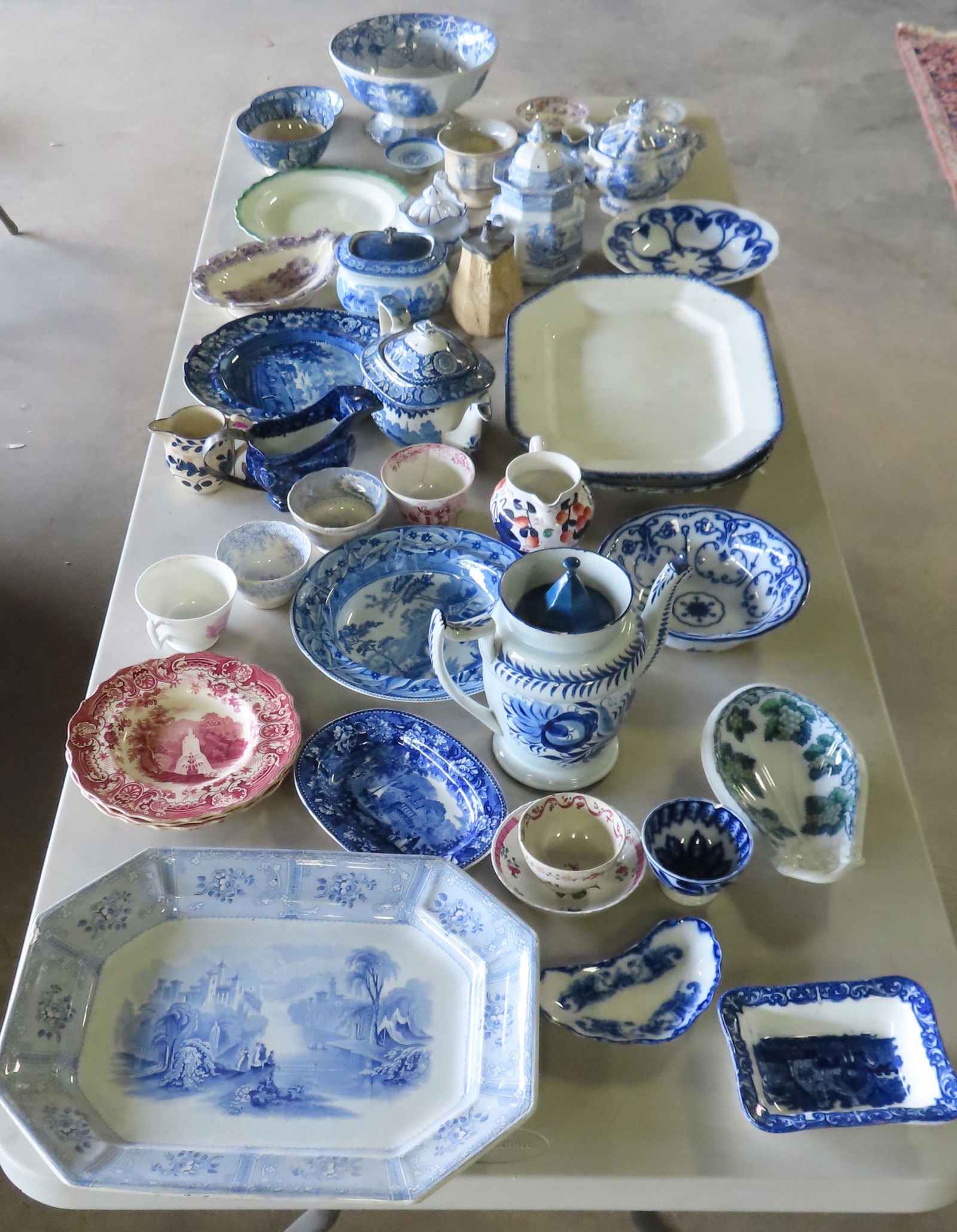 Large grouping of early china, hand painted and Staffordshire wuth damage. (1 of 19)