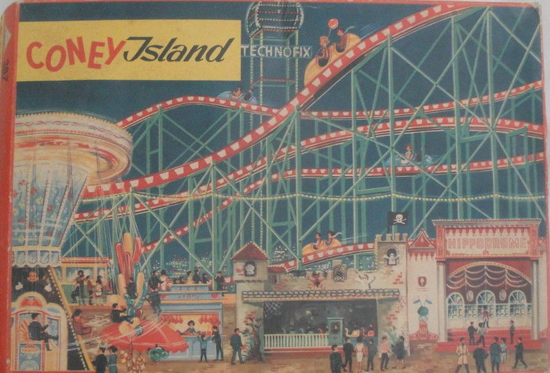 Coney Island roller coaster game with 2 tin cars in: Coney Island roller coaster game with 2 tin cars in original box #307. Made in Western Germany by Technofix.