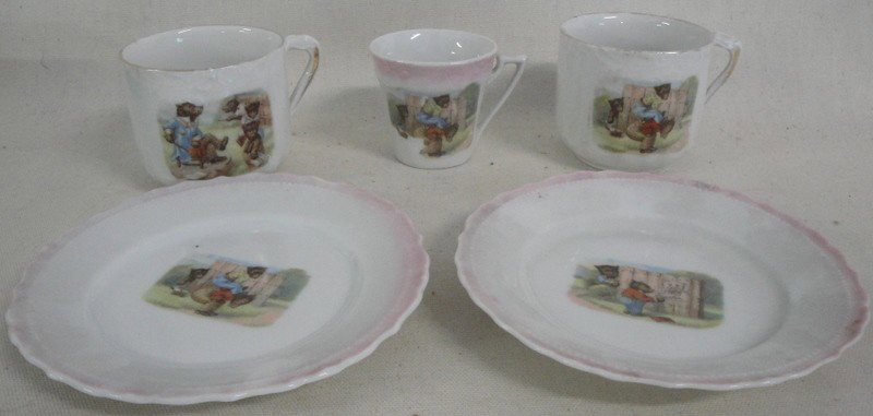 Several sets of doll's china inc. teddy bears and f: Several sets of doll's china inc. teddy bears and florals