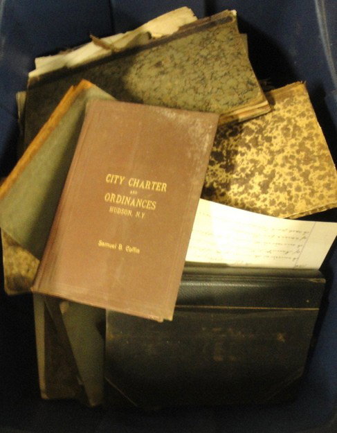 Large lot of old Columbia County ledgers, Hudson : Large lot of old Columbia County ledgers, Hudson NY charter, etc.