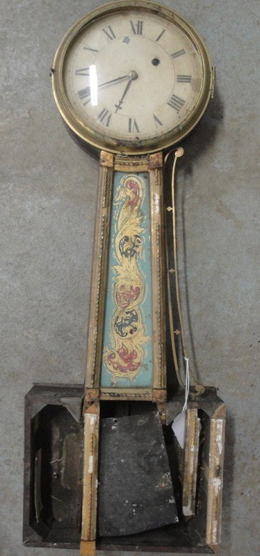 Early banjo clock (for parts - as found in Connect: Early banjo clock (for parts - as found in Connecticut barn)