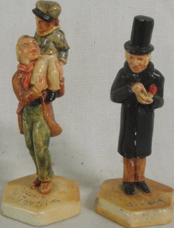 Two Sebastian figurines and small Staffordshire wh: Two Sebastian figurines and small Staffordshire white rabbit Toby mug