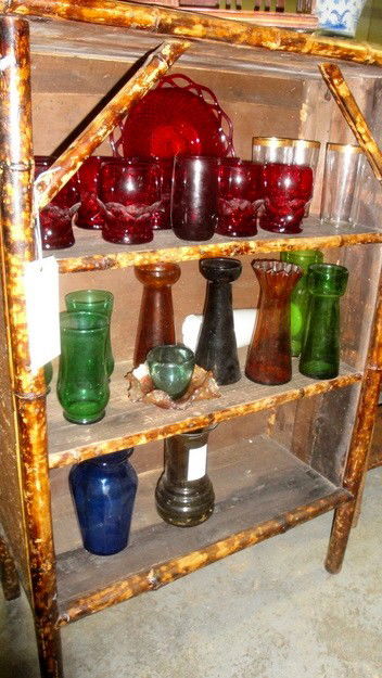 Collection of colored glass inc. ten ruby glasses,: Collection of colored glass inc. ten ruby glasses, carnival glass bowl, etc. - total: 26 pcs.