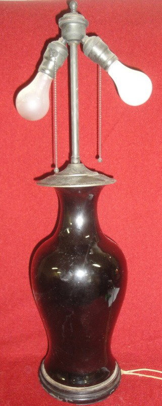 Black onyx table lamp - height 16" - probably earl: Black onyx table lamp - height 16" - probably early 20th c.