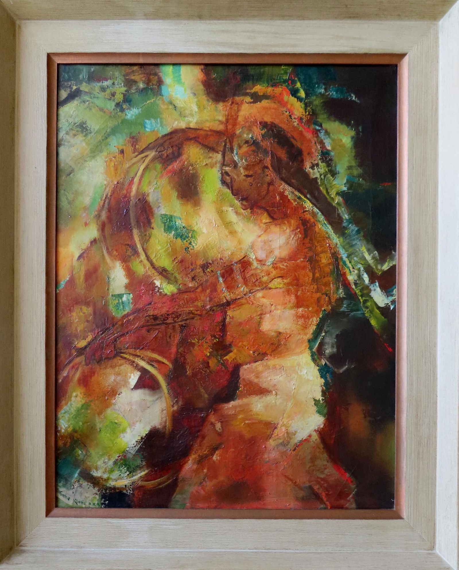 Gene Kloss, 1903 - 1996,  active/lived in New Mexico, California. O/C Modernistic portrait of Native (1 of 6)