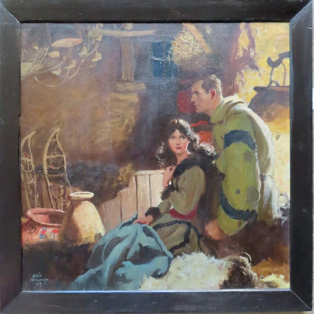 Albin Henning, Connecticut 1886-1943.  O/C Illustration for Saturday Evening Post signed Albin (1 of 5)