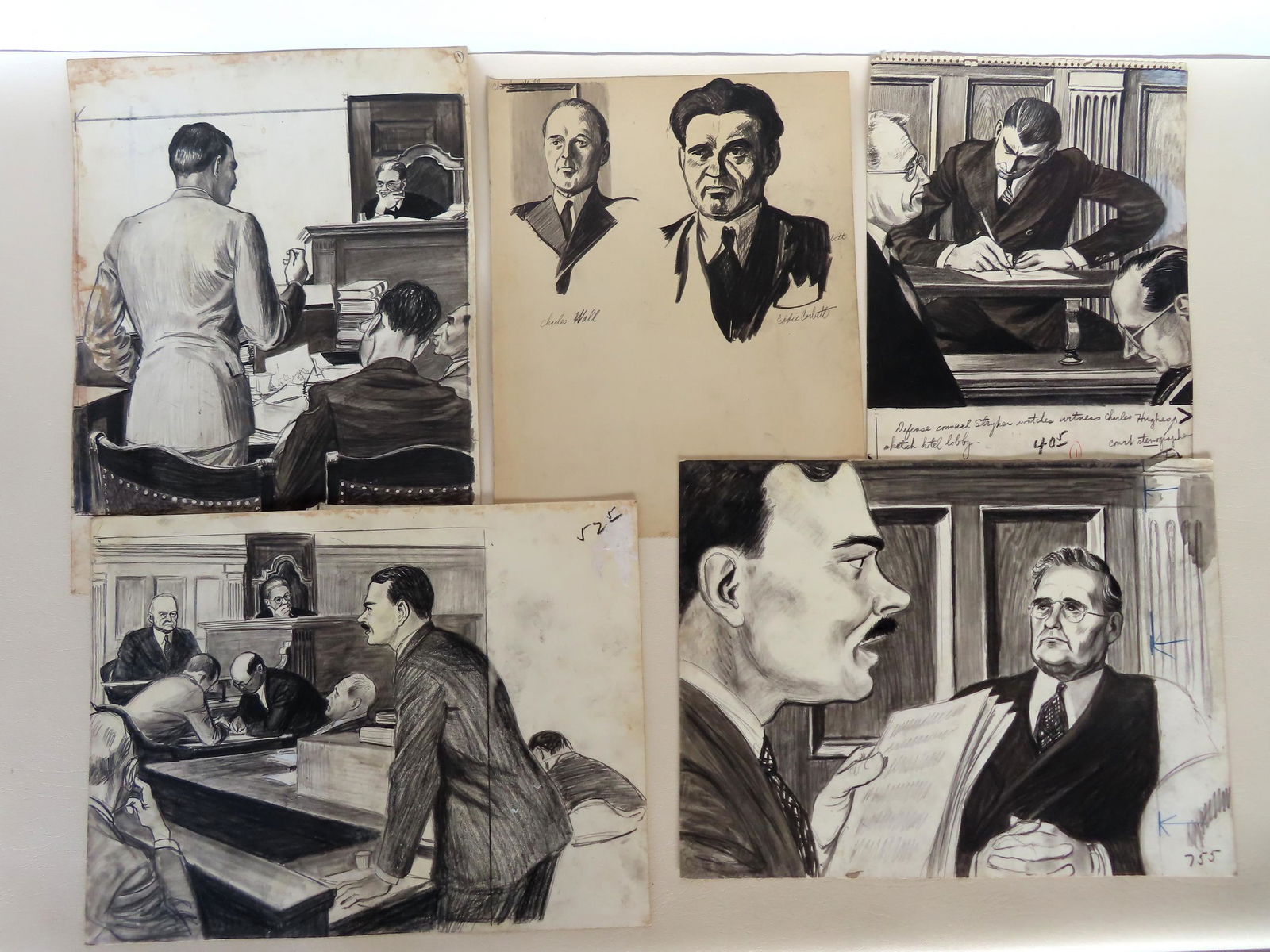 Very important collection of original NY Daily News courtroom art for the trial of James Joseph (1 of 18)