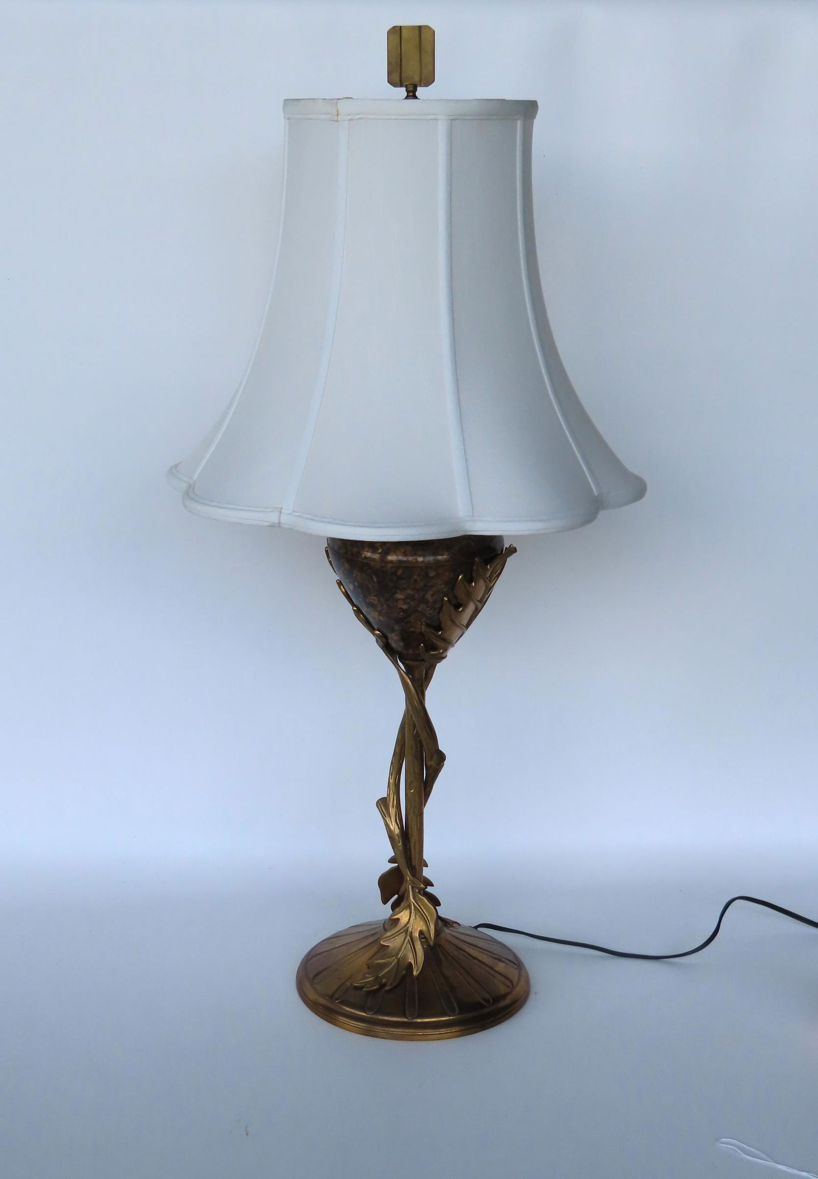 A contemporary rustic style brass table lamp decorated with leaves and vines, unknown maker - the (1 of 3)