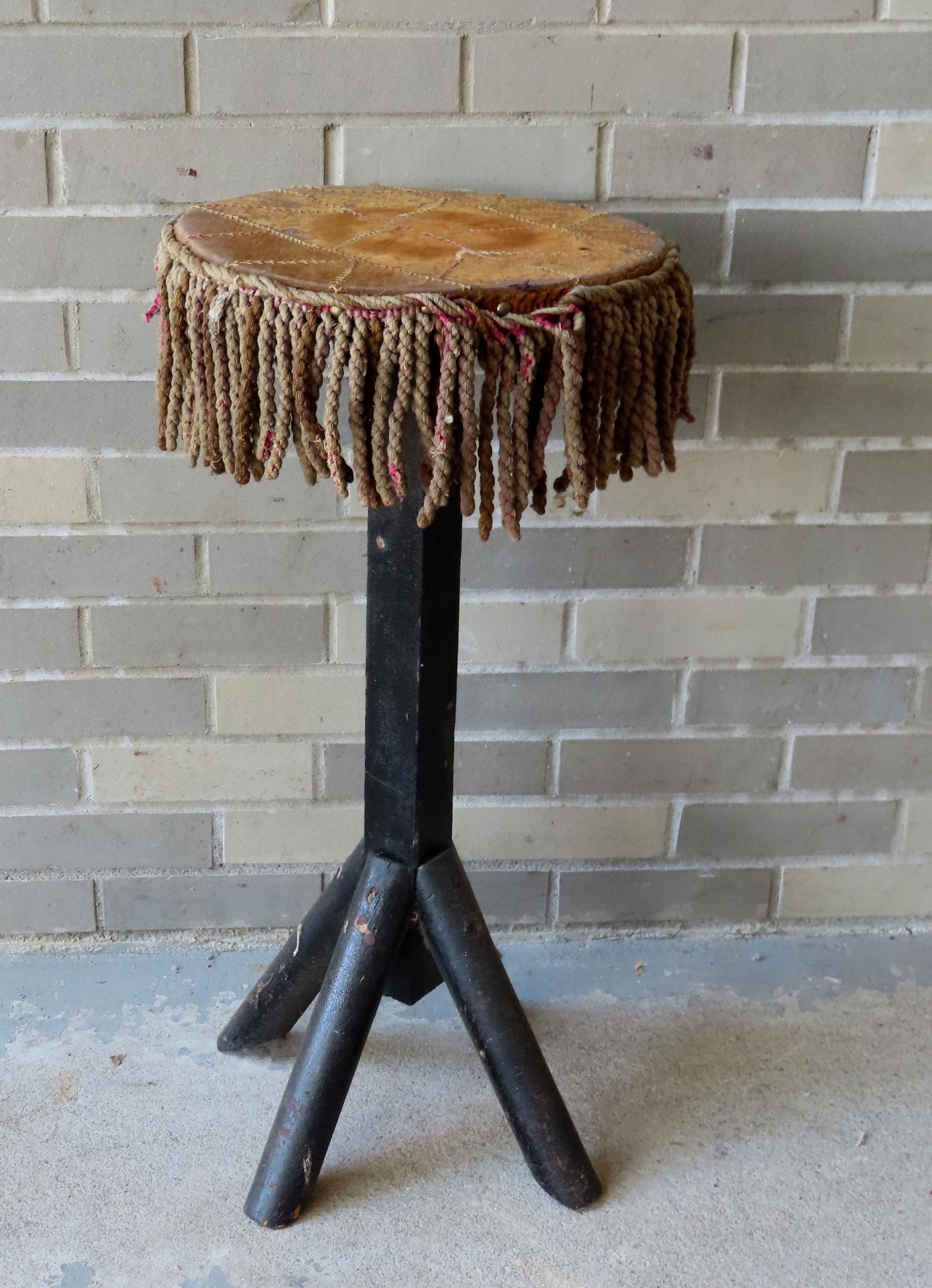 A rustic Victorian plant stand with quilted top & pair of vintage lined draperies (1 of 12)