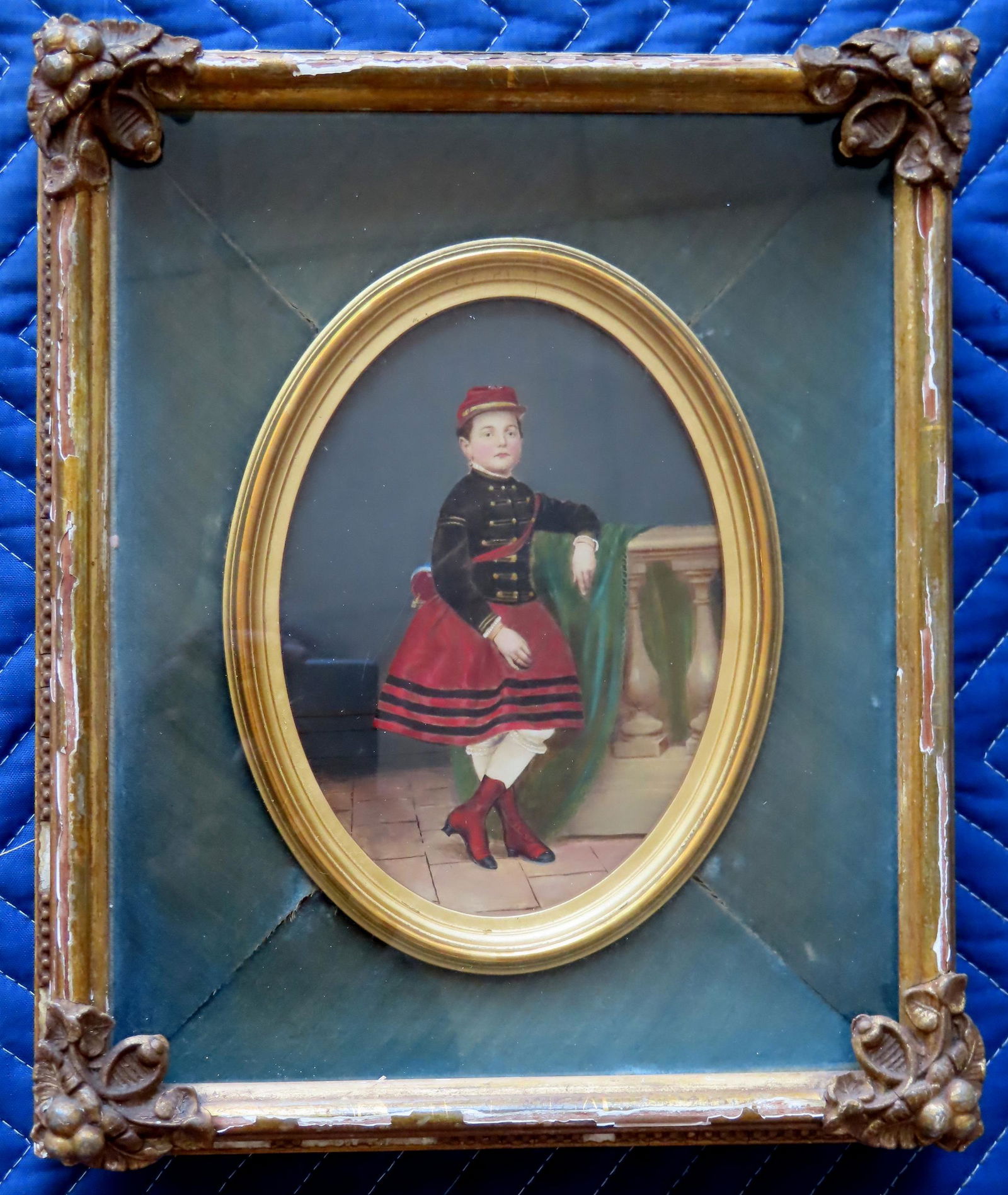 W/C Portrait of young girl wearing a military style uniform (dress) with kepi, mid to late 19th (1 of 4)
