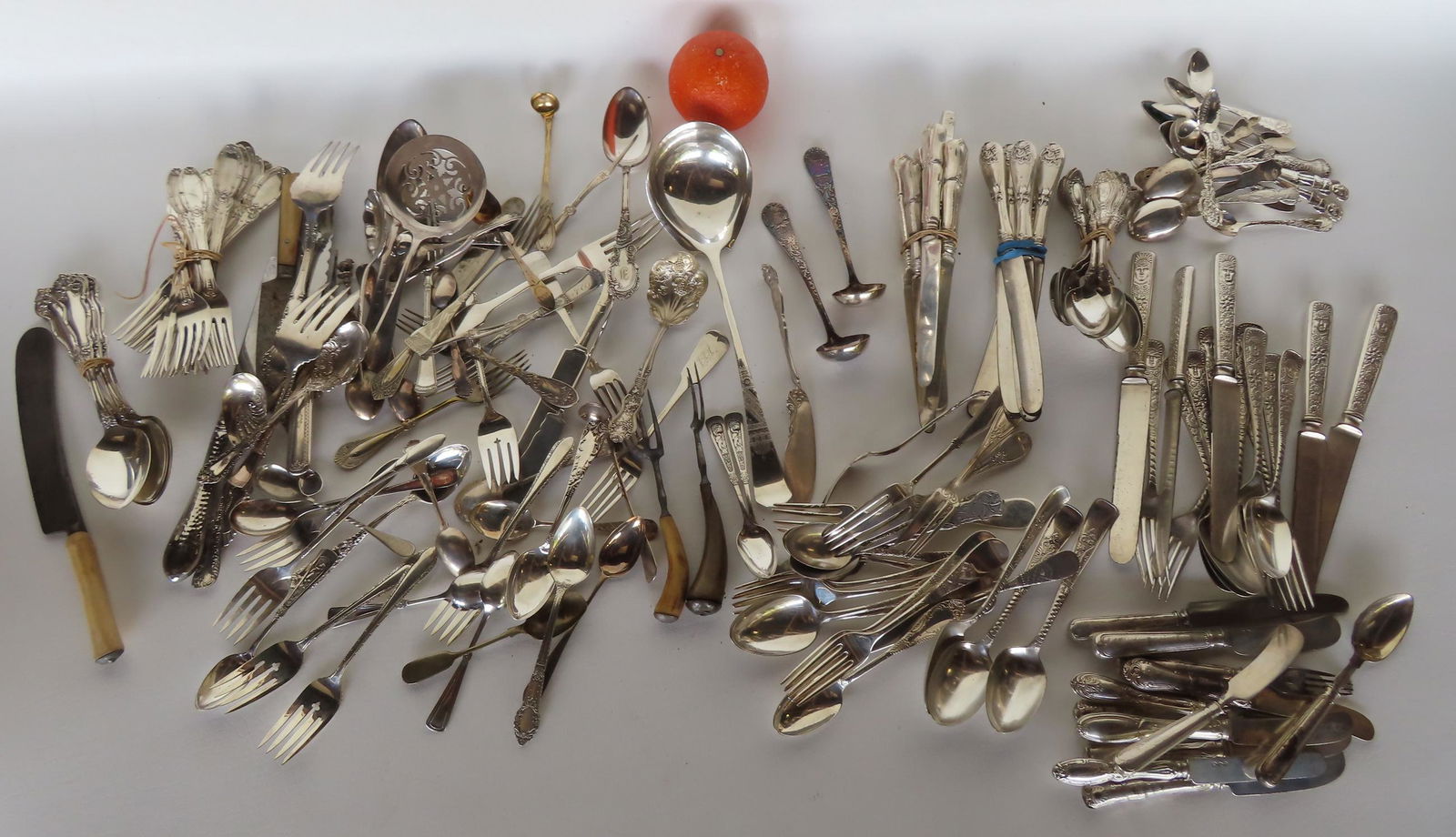 Large grouping of mostly silver plate accessories and flatware including souvenir spoons, some (1 of 8)