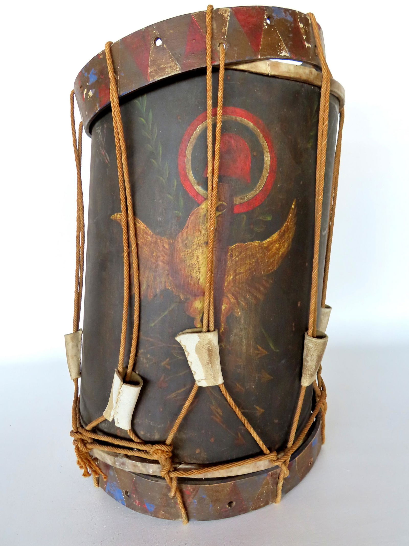 A Civil War era drum in old paint, 19th century. (1 of 6)