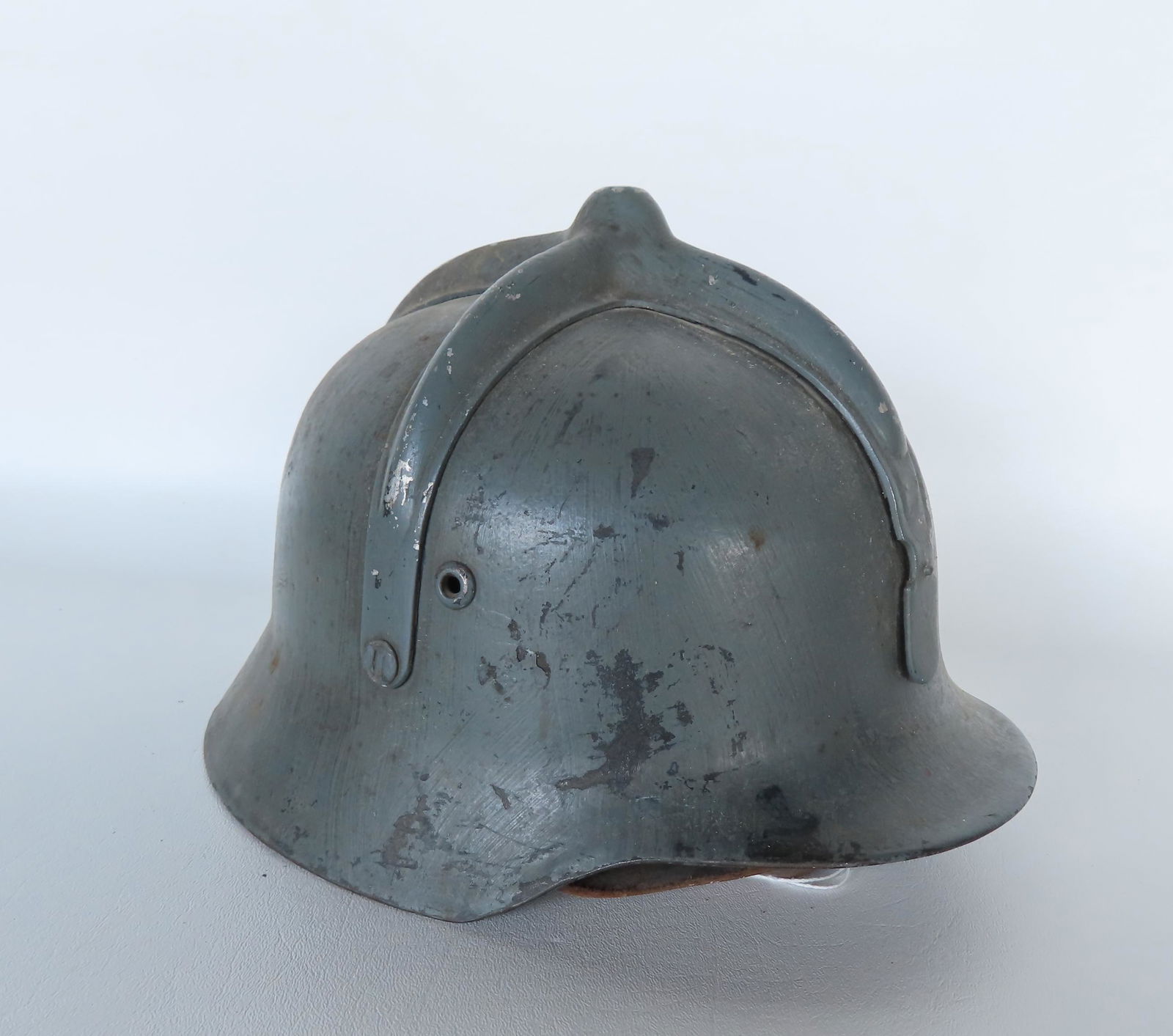 German or Austrian steel helmet, probably fire brigade, with original lining, aluminum spider, (1 of 5)