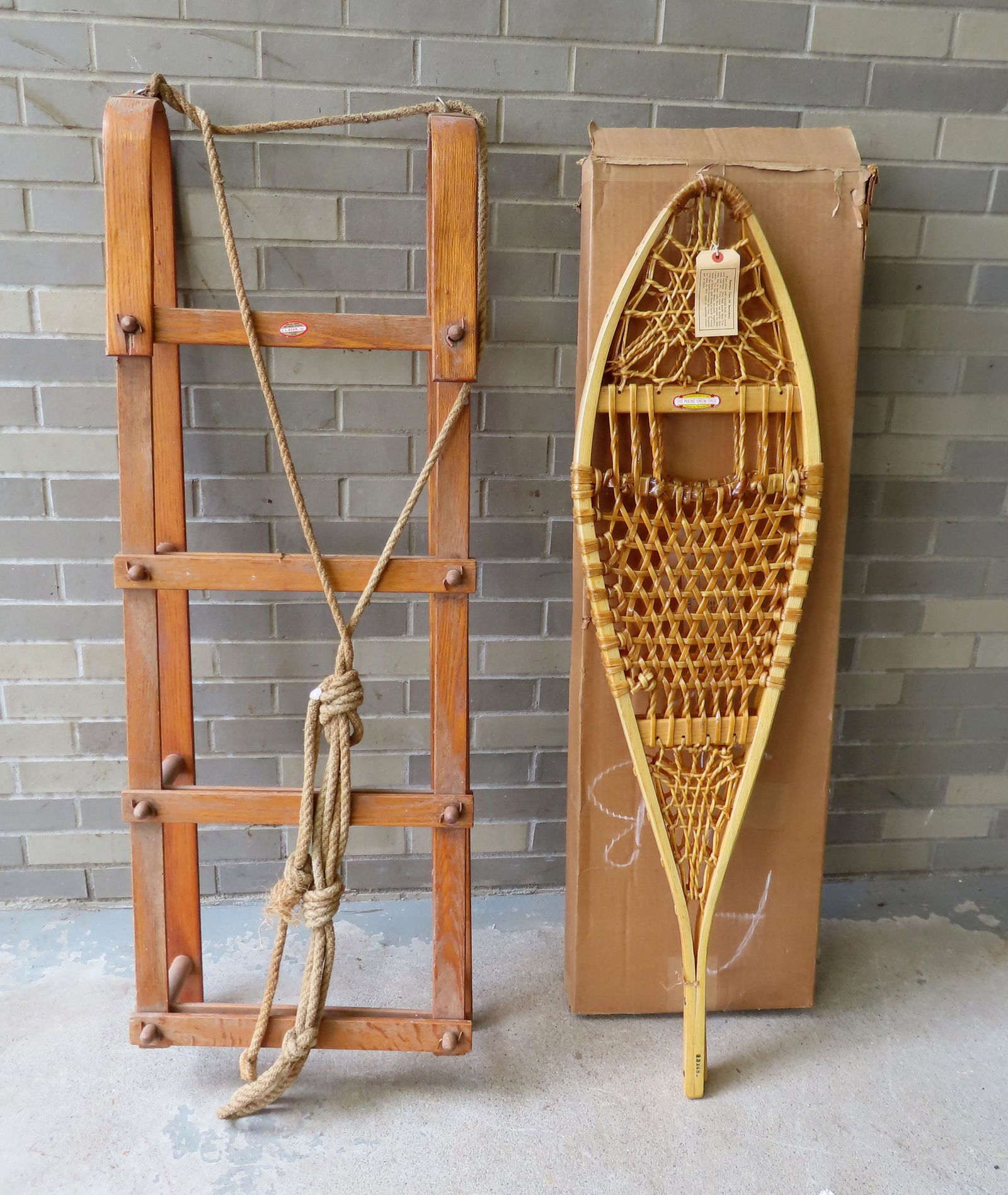 Two like new LL Bean snow use articles including: The first a pull sled, possibly for hauling camp, (1 of 13)