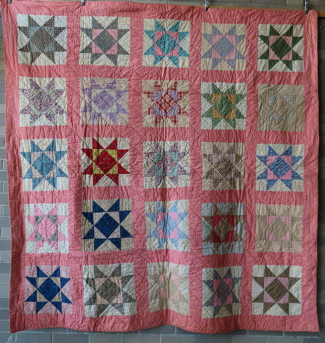 A patchwork quilt in Star pattern, circa 1930, very good condition, no damage or staining. Measures (1 of 4)