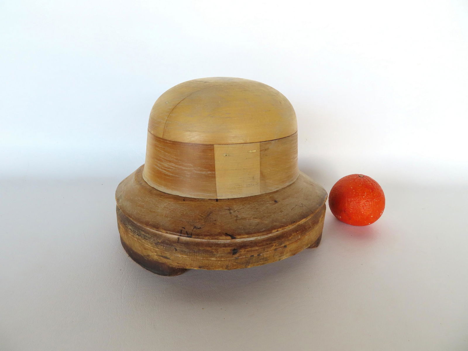 A wooden hat mold signed La Mode Hat Block Co., early to mid 20th century. May have had a dowel that (1 of 4)