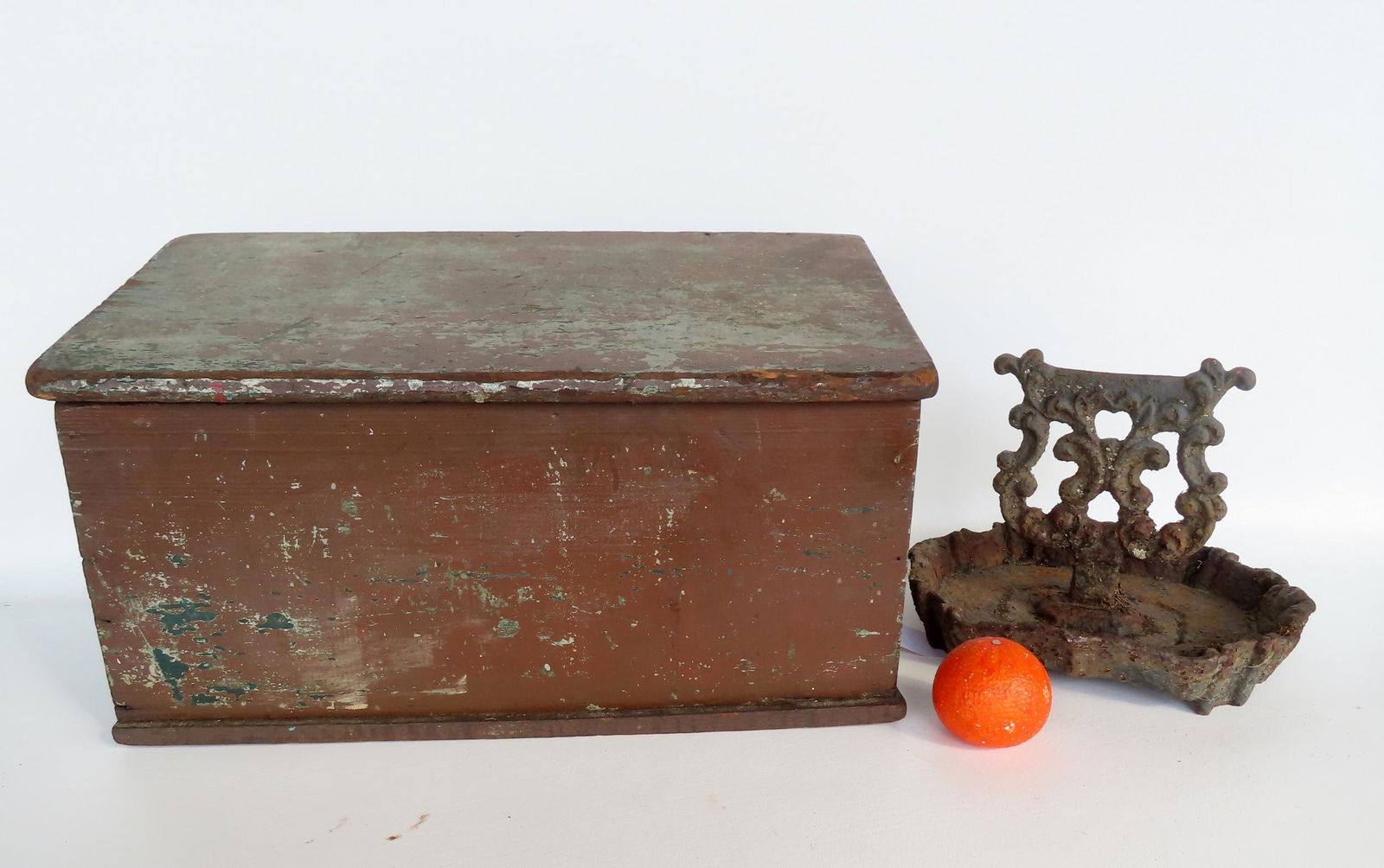 Two country collectibles: The first, a cast iron boot scraper with shaped cast iron platform, found (1 of 7)