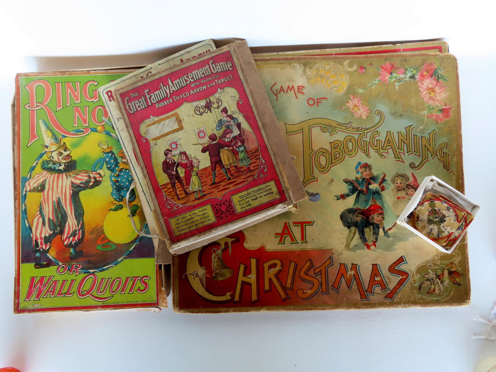 Grouping of 3 vintage Victorian era games, all incomplete but with original boxes, all with losses. (1 of 11)