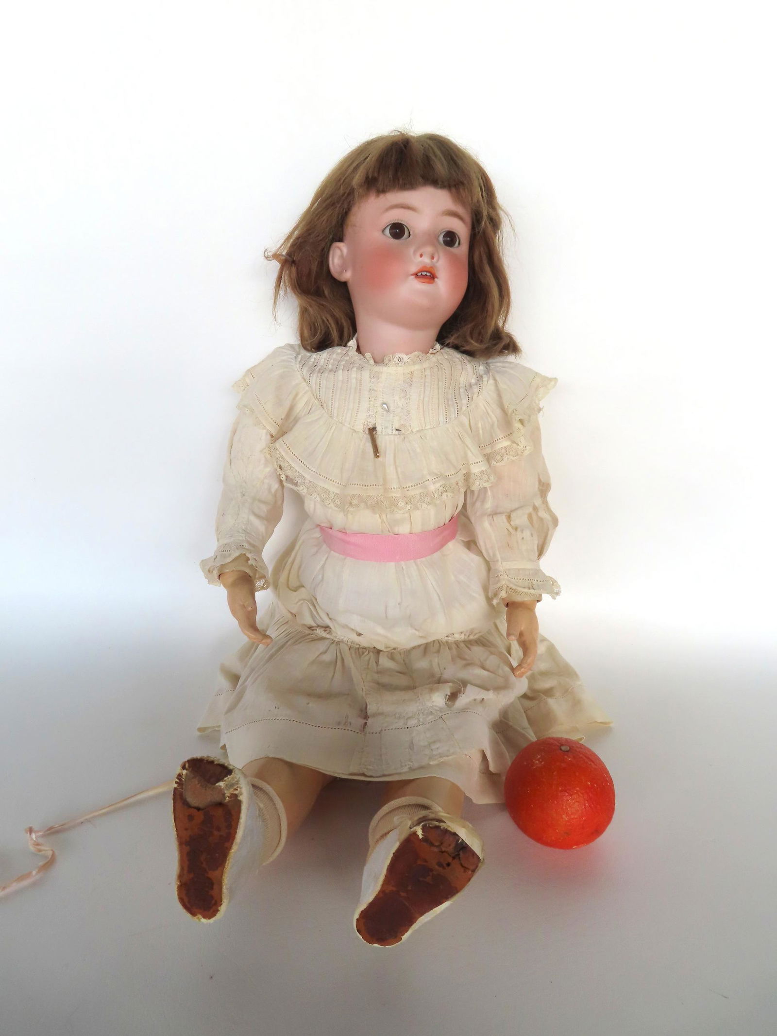 Handwerck - Halbig DEP 109 - 15 bisque head doll - 30"L. Sleepy brown eyes, pierced ears, open (1 of 8)