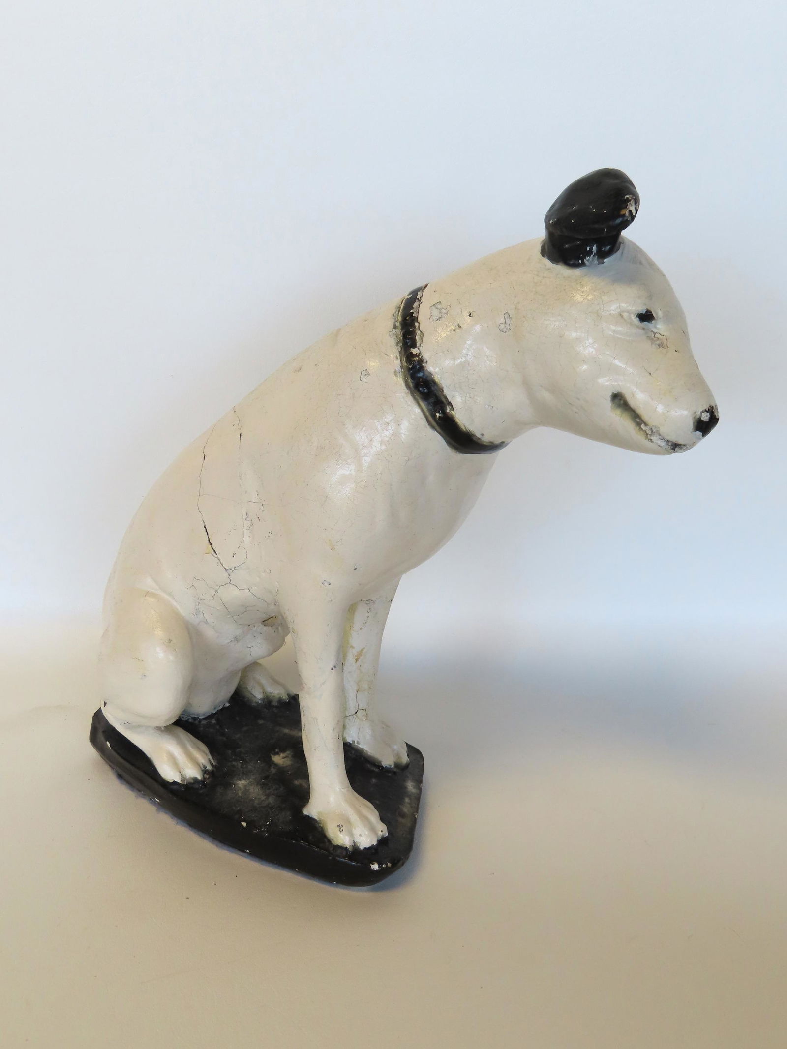 The RCA Victor dog, Nipper, in painted plaster - some repairs to front and rear legs, some over (1 of 6)