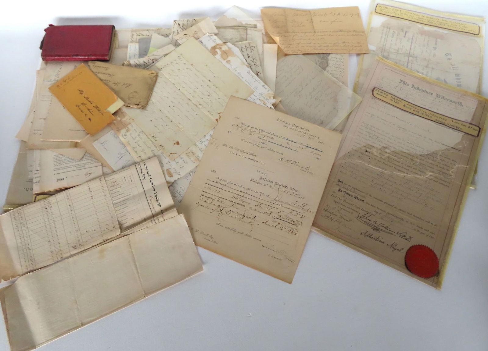 Grouping of mostly early military documents and letters including: Hand written Fort Constitution (1 of 18)