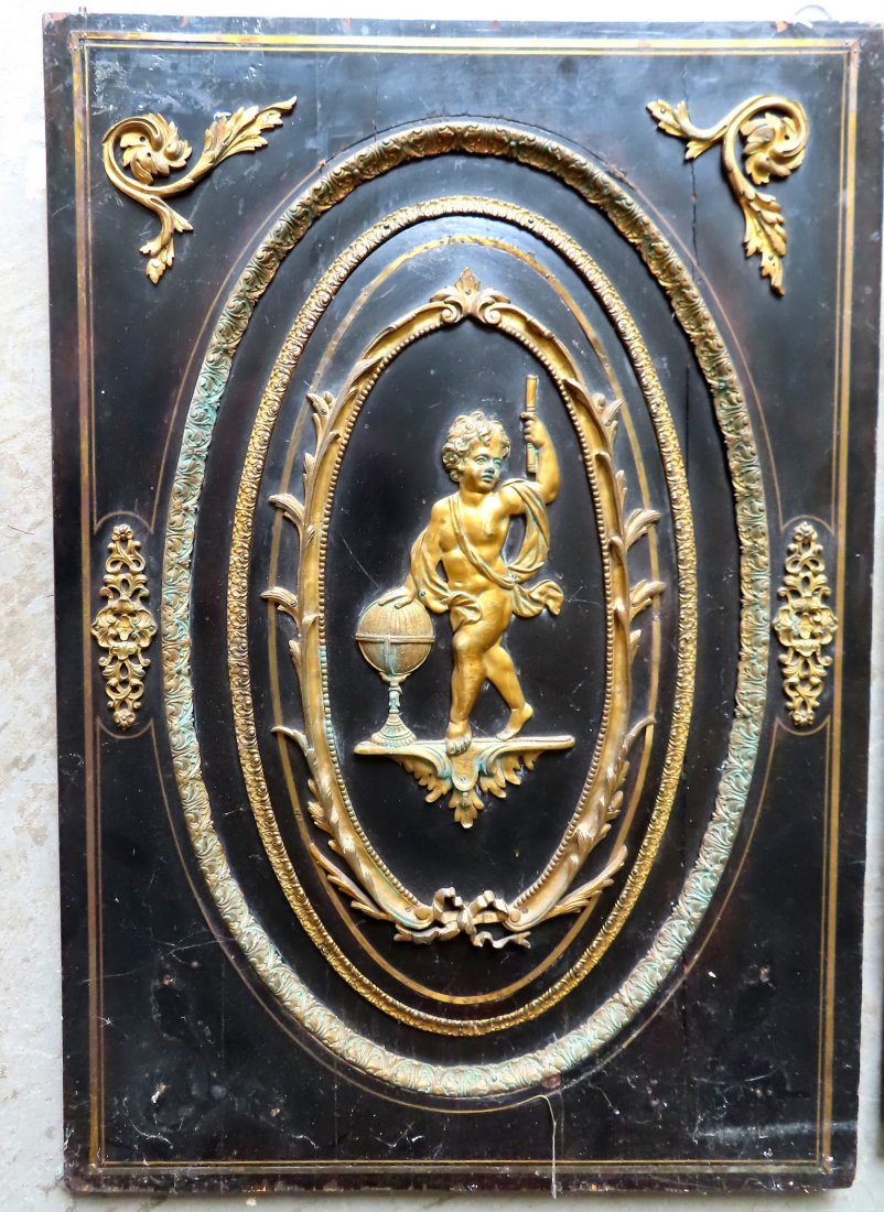 A fancy French cupboard door in eboy with bronze ormolu. (1 of 3)
