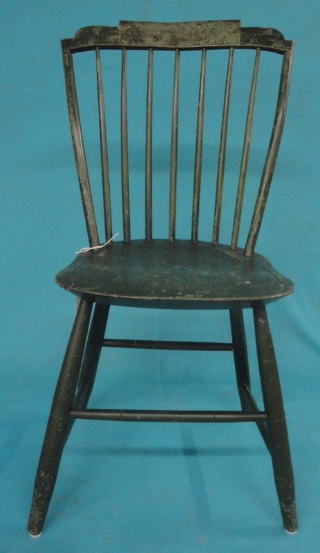 Windsor step-down side chair in original red and g: Windsor step-down side chair in original red and green paint