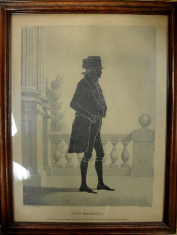 Kelloggs silhouette lithograph of John Marshall -: Kelloggs silhouette lithograph of John Marshall - 10" x 13" - dated 1844