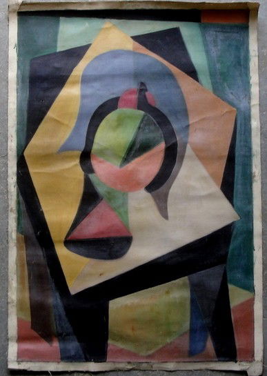 Helen Gerardia - signed "Gerardia" on reverse - (Ru: Helen Gerardia - signed "Gerardia" on reverse - (Russian/American - Woodstock NY/Cape Cod Mass 1903 - 1988) - O/C Geometric Abstract - unframed and off stretcher - 20" 29"