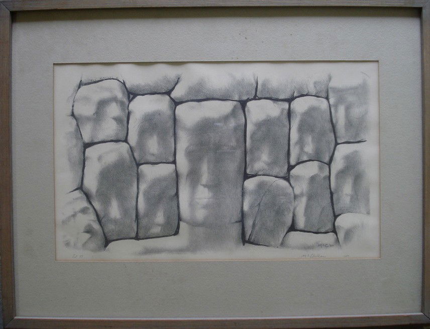 Signed McClellan (John Ward McClellan - 1908-1986: Signed McClellan (John Ward McClellan - 1908-1986 Woodstock NY) Lithograph boulders with faces - Edition 35 dated 1953 11.25" x 18.5"