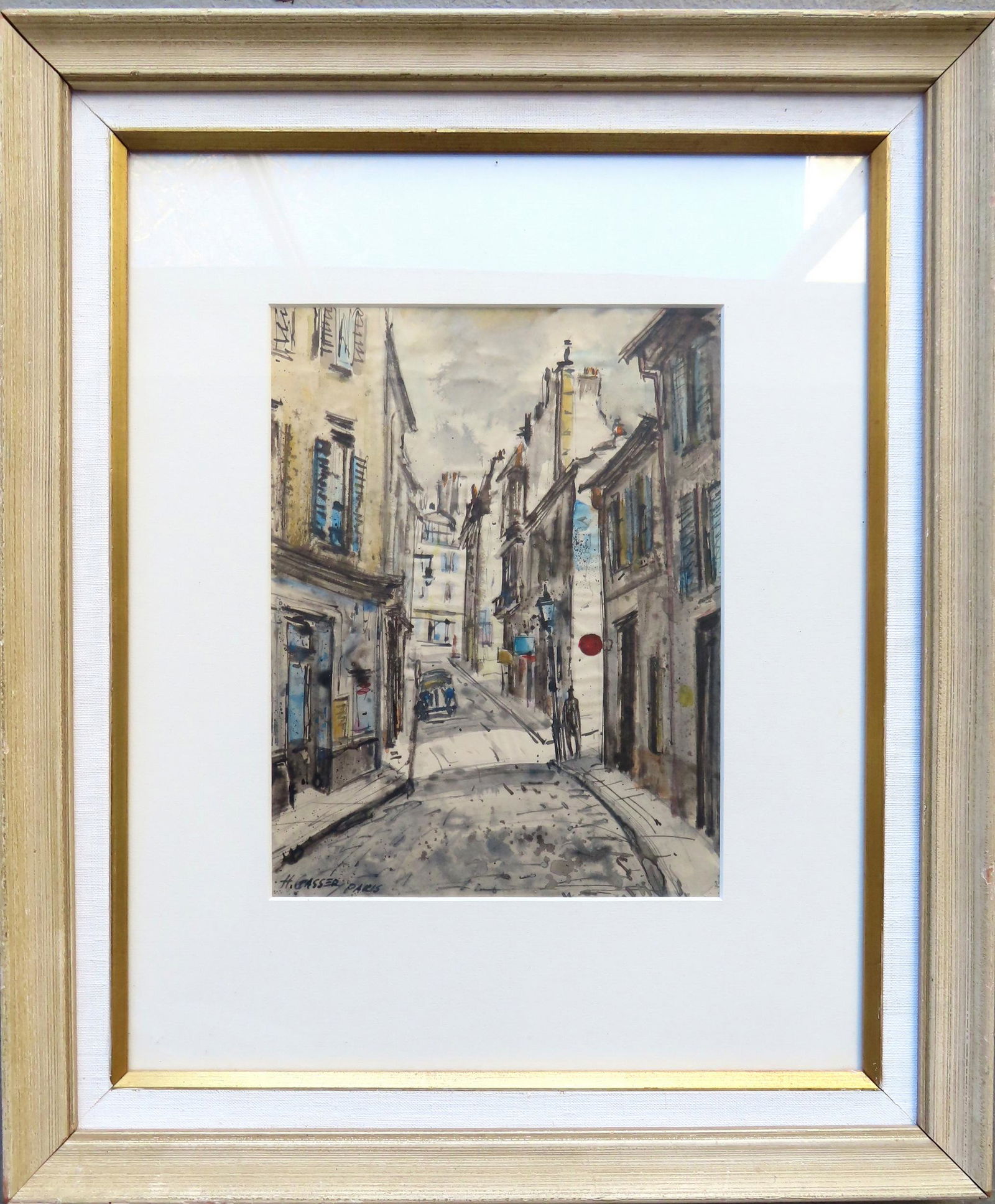 Henry Martin Gasser (1909 - 1981) was active/lived in New Jersey. W/C Parisian street scene, signed (1 of 6)