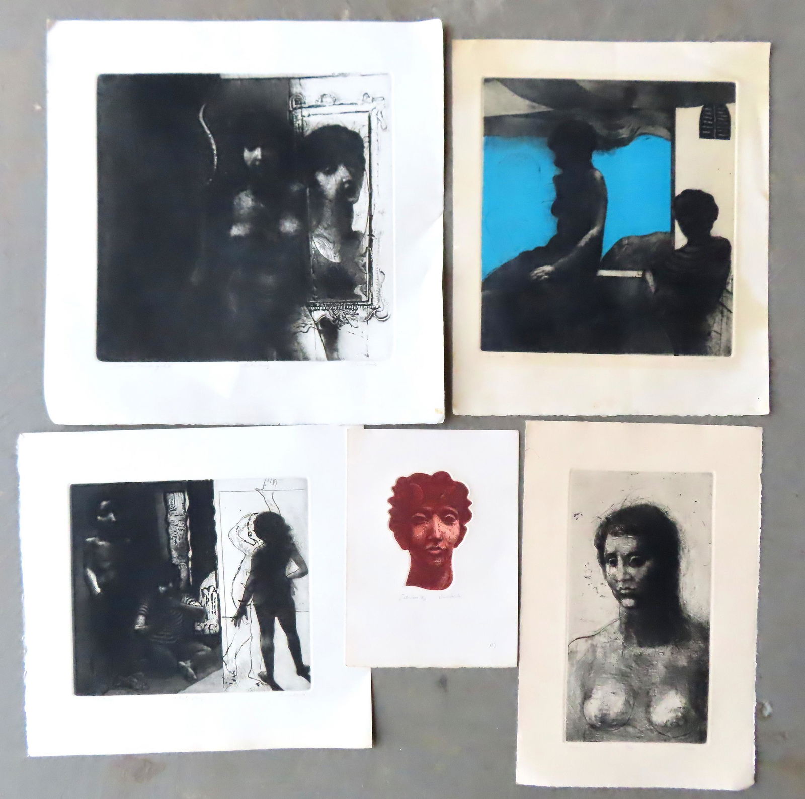 David Bumbeck, American b. 1940. Grouping of 5 etchings, the largest 18" x 18 3/4". All unframed and (1 of 13)