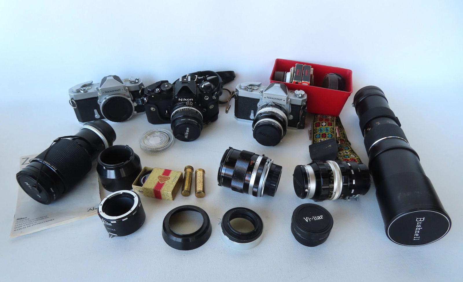 Grouping of Nikon cameras and lenses. (1 of 20)