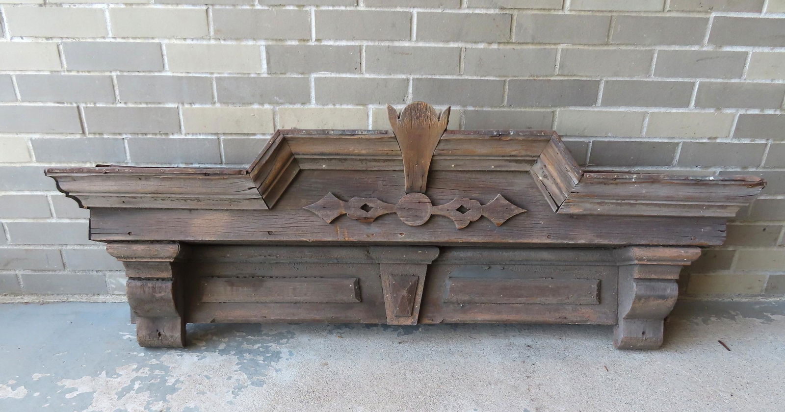 An architectural wooden window or door transom the top covered in original tin, 19th century. (1 of 6)