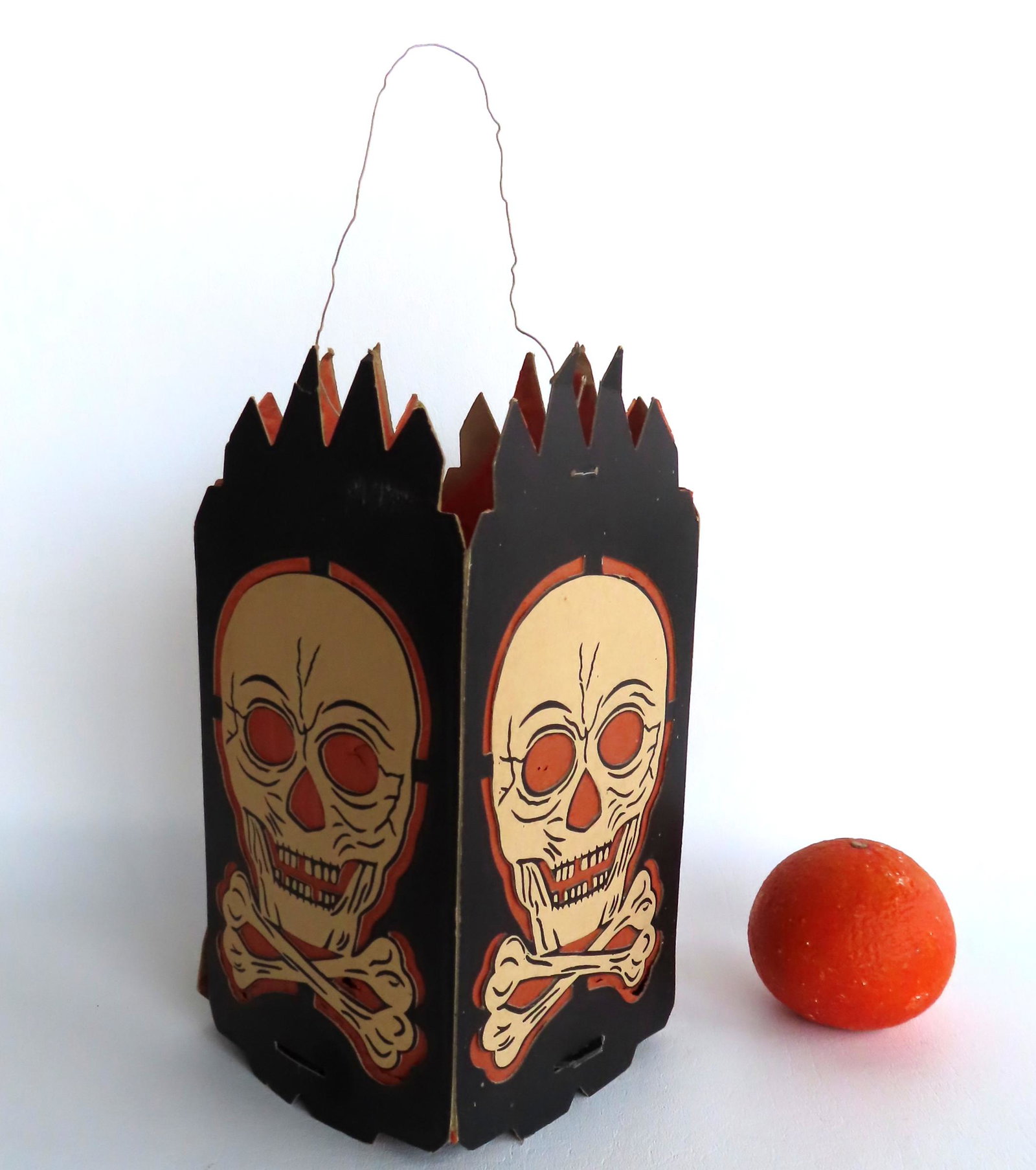 Beistle Company Halloween 4-sided skeleton face cardboard lantern with interior candle holder. The (1 of 6)
