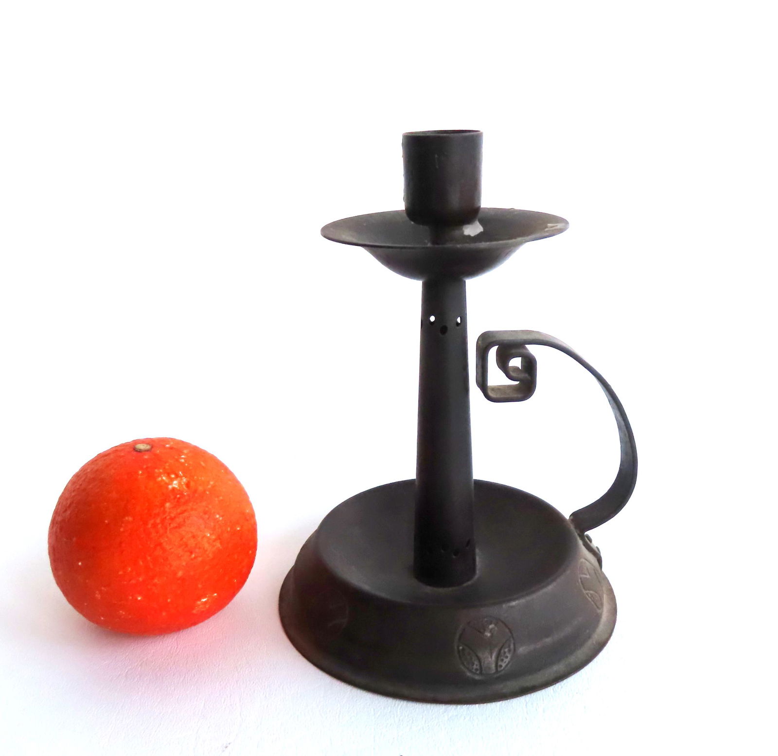 An Arts & Crafts period sheet tin chamber stick, untouched with original patina, very good (1 of 8)