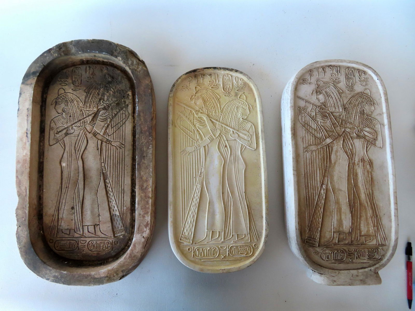 Walter Addison, New York, 1914-1982.  Three plaster plaques with Egyptian motifs including: Two (1 of 17)