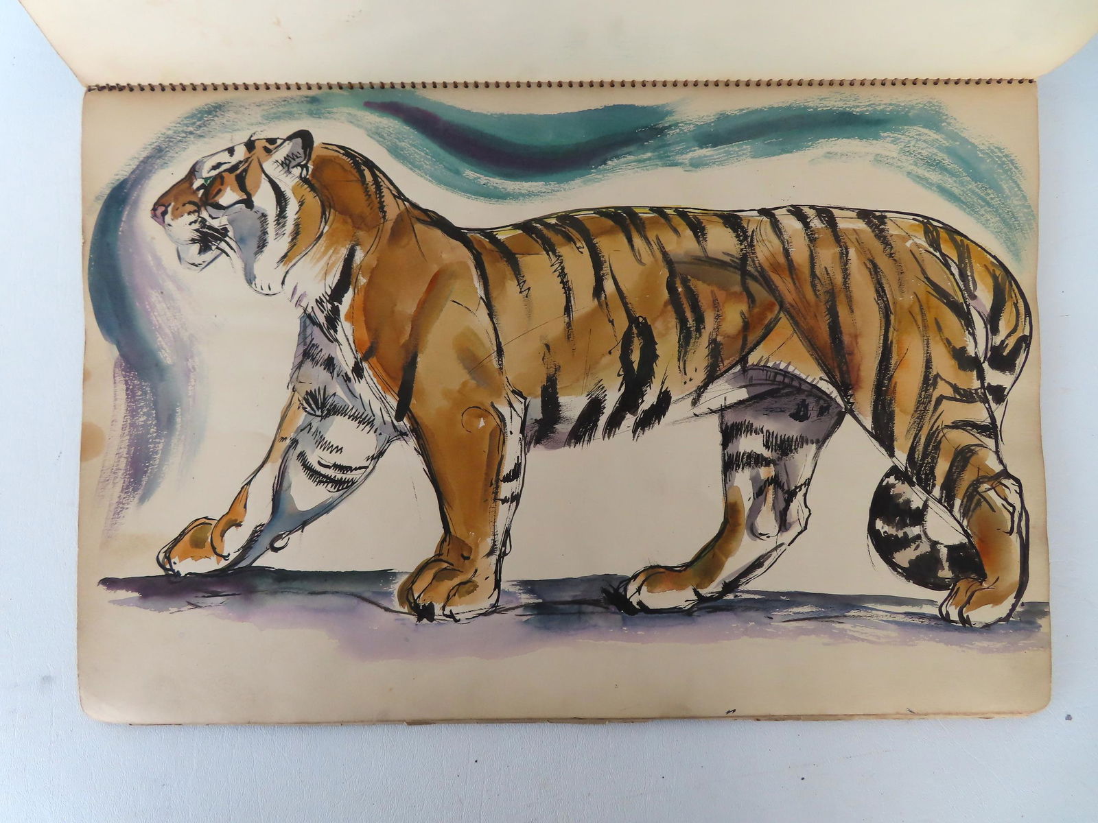 Walter Addison, New York, 1914-1982. A Walter Addison sketch book containing 6 watercolors of wild (1 of 15)