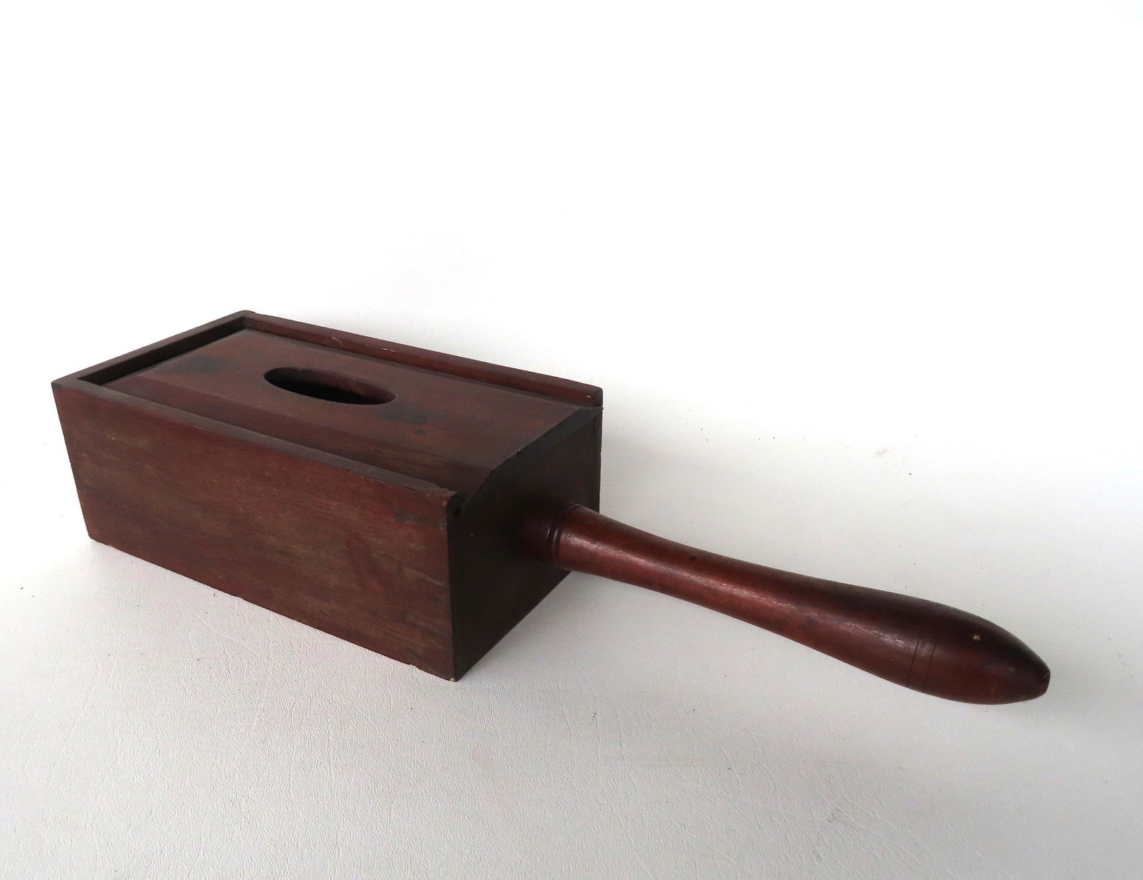 A 19th century hand made black walnut ballot box with slide lid, turned handle, beautiful dovetailed (1 of 4)