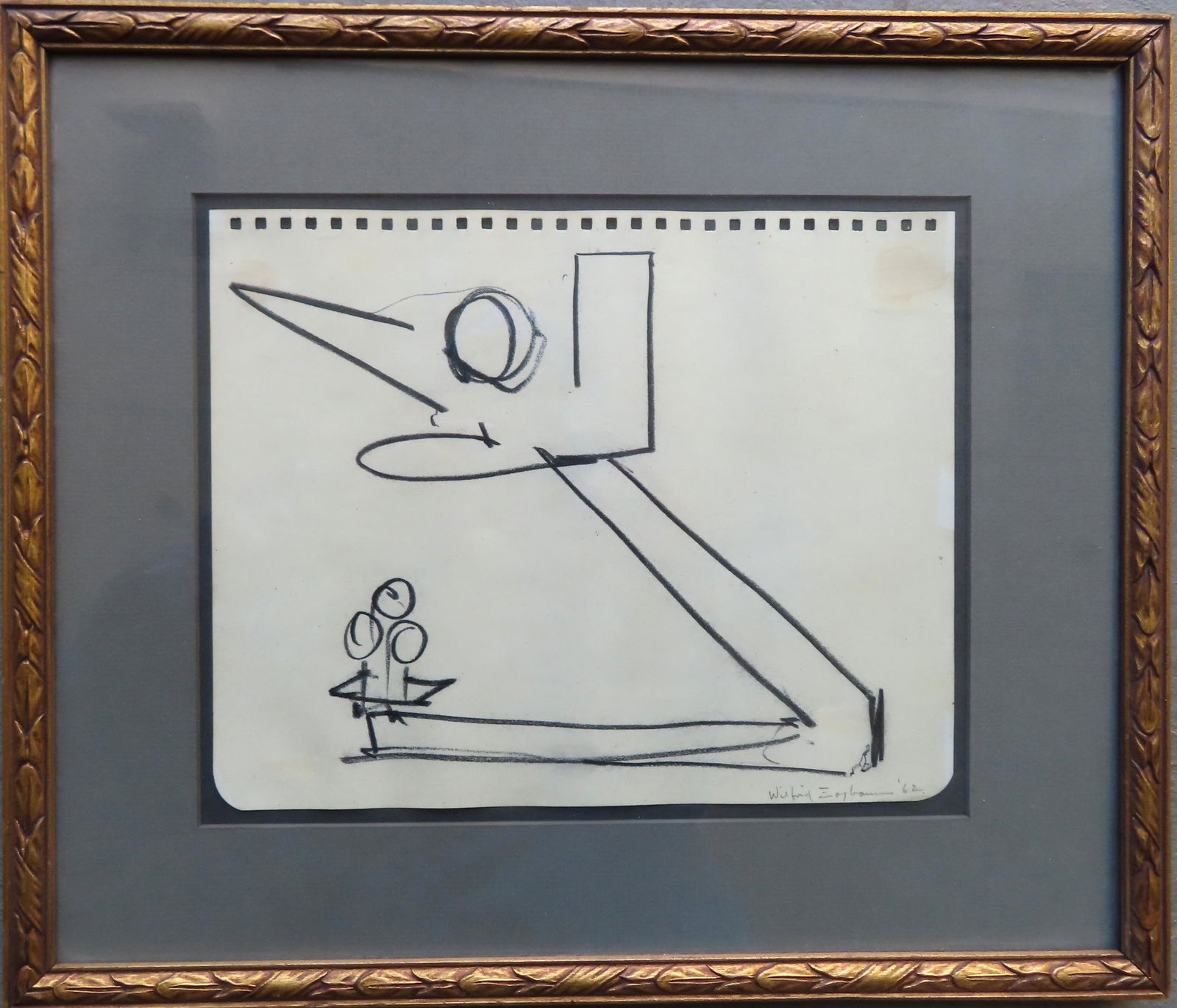 Wilfred Zogbaum, NY and RI, 1915 - 1965. Modernistic chalk sketch signed lower right Wilfred Zogbaum (1 of 2)