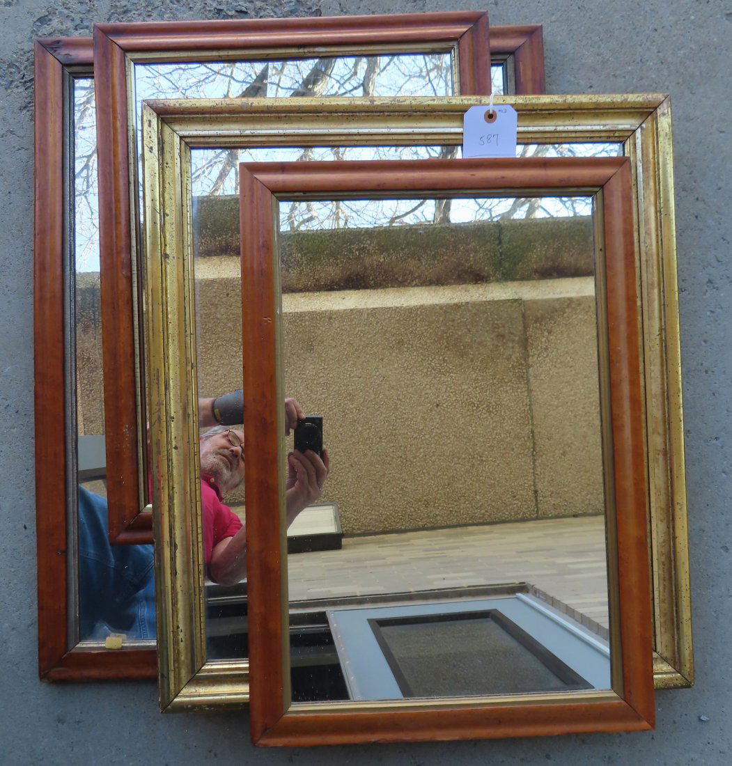 Grouping of 4 early picture frames, 3 in birdseye maple and 1 in lemon gold (1 of 13)