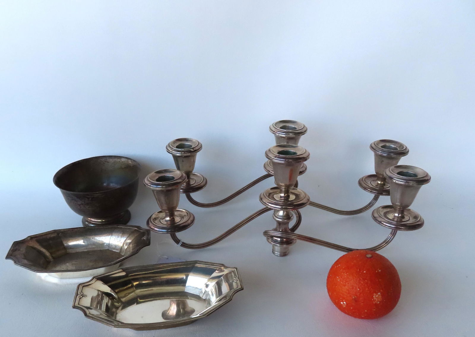 Small grouping of sterling silver including 2 small matching serving bowls, a reproduction Paul (1 of 5)