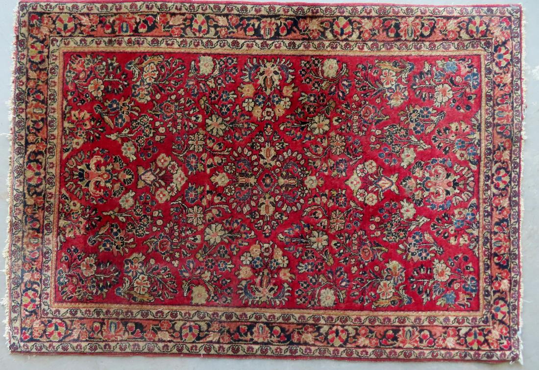 An oriental scatter rug, late 19th to early 20th century, needs cleaning, otherwise very good (1 of 4)