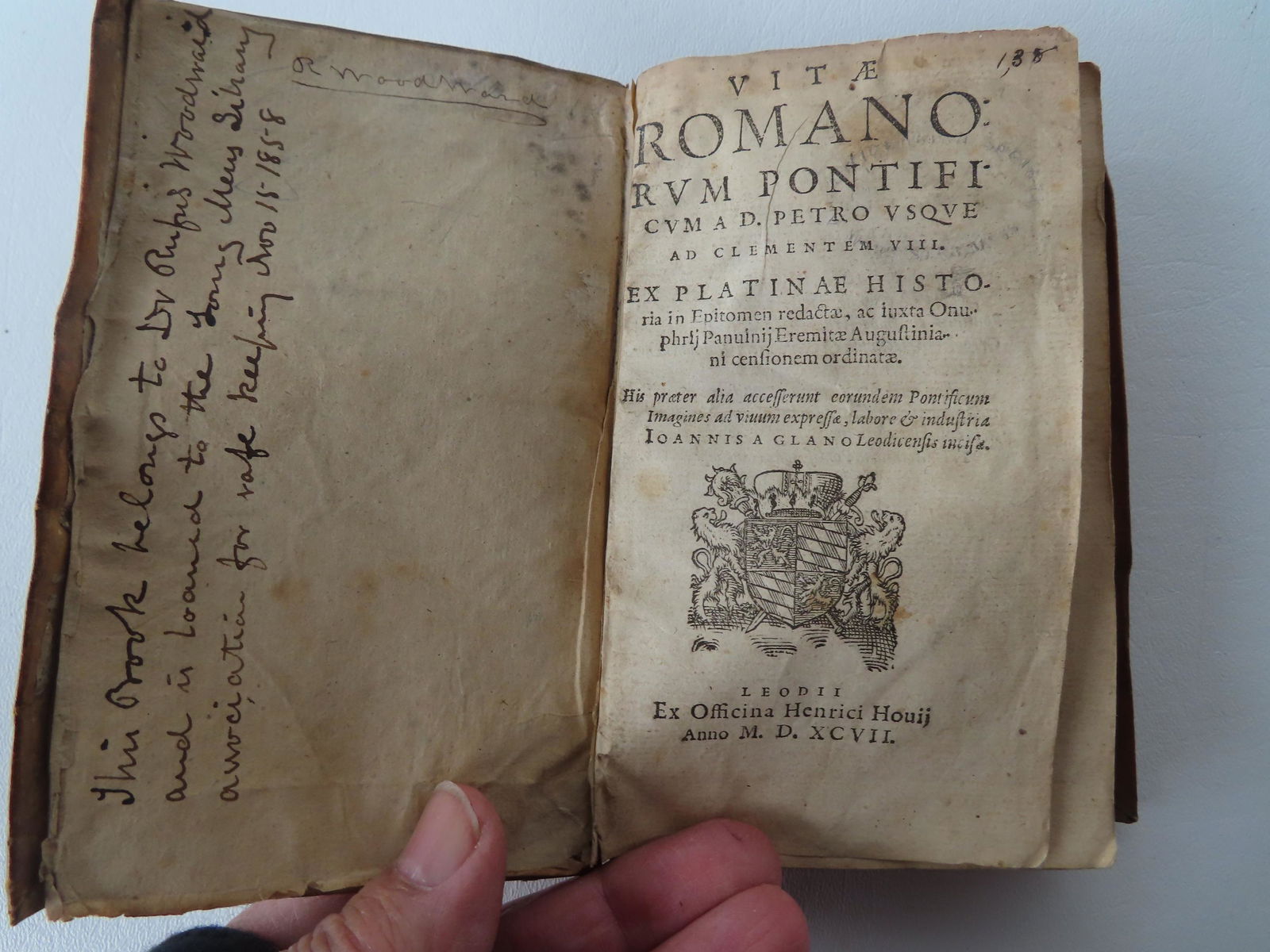 Book entitled "Vitae Romanorum Pontificum a D. Petro usque ad Clementem VIII", published in 1597 (1 of 11)