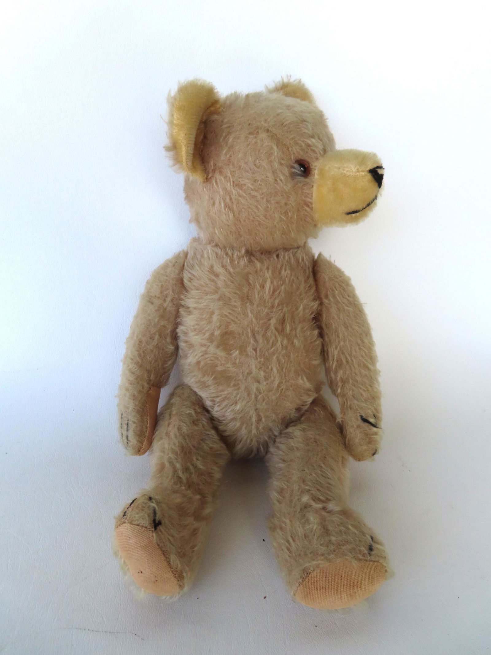 A jointed mohair Teddy bear with glass eyes, probably early to mid 20th century. (1 of 5)