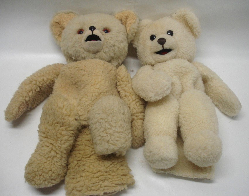 Two Snuggles the Bear hand puppets - These were de: Two Snuggles the Bear hand puppets - These were designed by Kermit Love to be used in the Snuggles Fabric Softner commercial.
