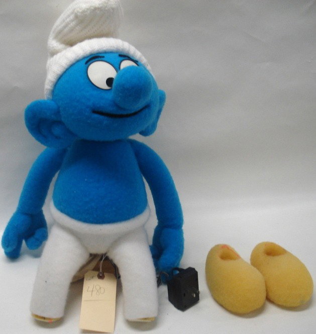 Smurf hand puppet No. 3 - Electric moving nose - d: Smurf hand puppet No. 3 - Electric moving nose - detached feet, missing cover.