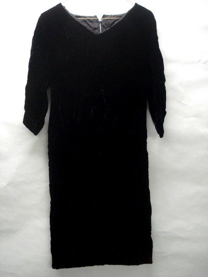 Two black velvet dresses.: Two black velvet dresses, circa 1930-50. From the estate of Kermit Love, costume designer and puppet maker (NY 1916-1928)