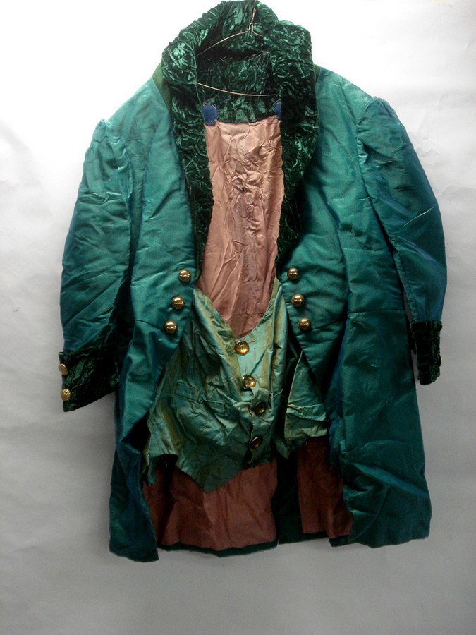 Signed Karinska stage costume.: Large overcoat and vest with Karinska label and signature of performer T'sani (Nolan T'sani - NYC Ballet). From the estate of Kermit Love, costume designer and puppet maker (NY 1916-1928)