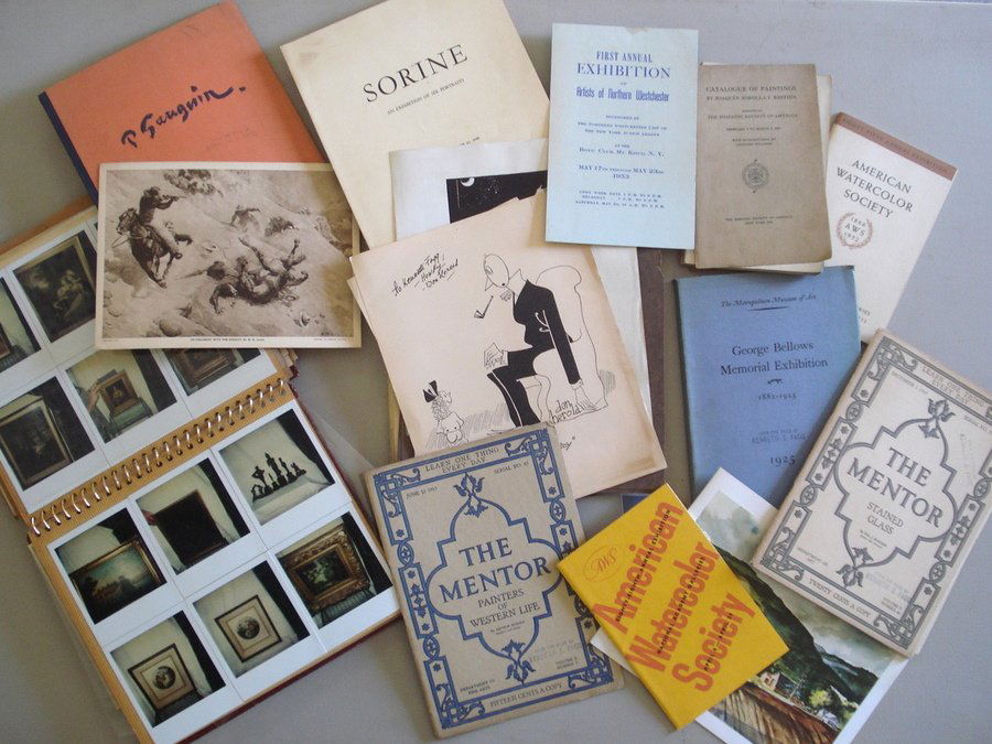 Lot of art related museum reference booklets includ: Lot of art related museum reference booklets including George Bellows Memorial Exhibition 1882-1925, Paul Gauguin exhibition 1936, Catalog of paintings by J.S.Y. Bastida 1909, etc. Plus small collecti